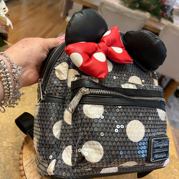 Disney Parks Loungefly Sequined Minnie Mouse Backpack - Picture 2 of 14